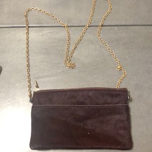 Maroon calf hair crossbody